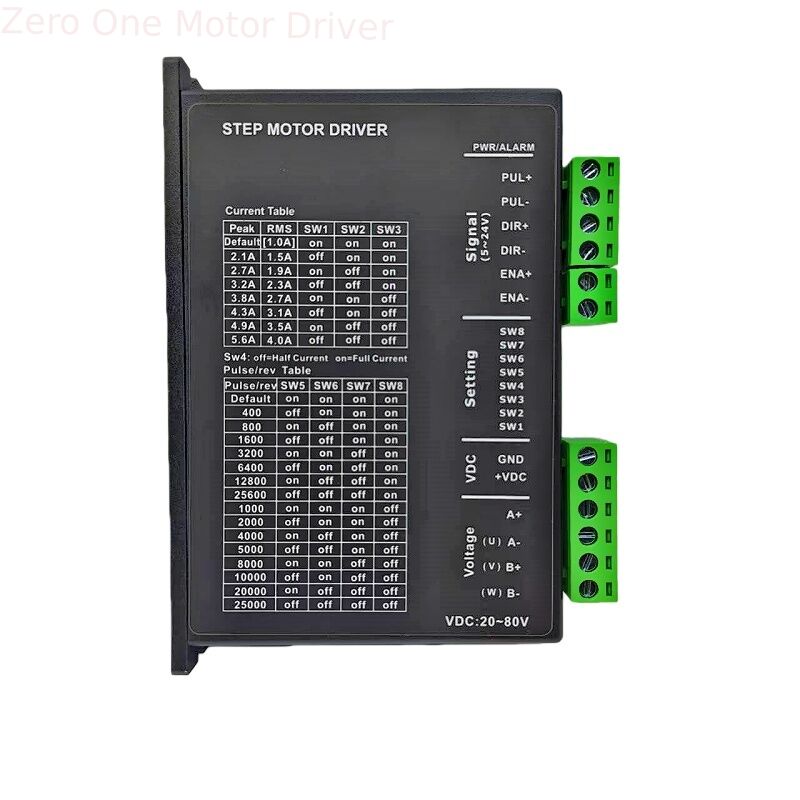 DM556 Stepper Motor Driver with 5.6A Peak Current DC20V-80V Voltage Range and 51200ppr Microstepping for Nema23 Motors