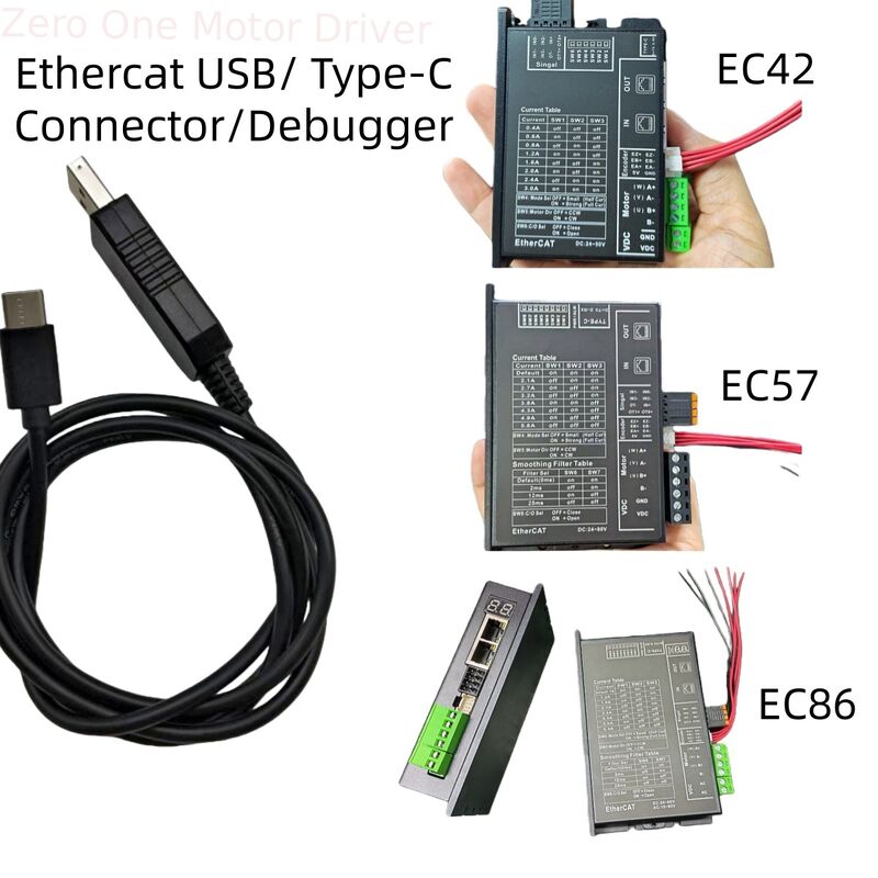ZEROONE Ethercat Stepper Motor Driver Modbus serial communication Type-C Adapter Connector Debugger